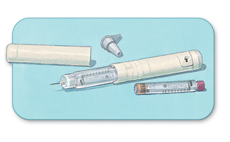 Syringe and medicine vial.